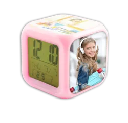 שעון מעורר עם תאורה מתחלפת ורוד/לבן